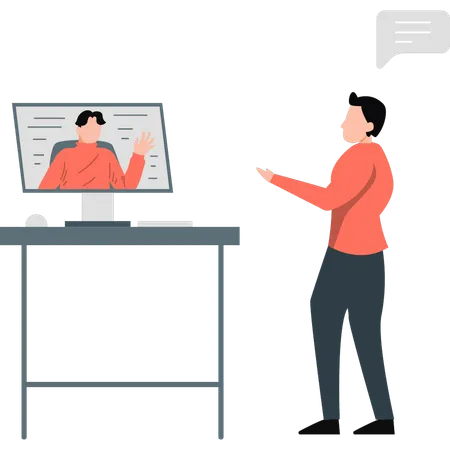 Man doing online job interview  Illustration