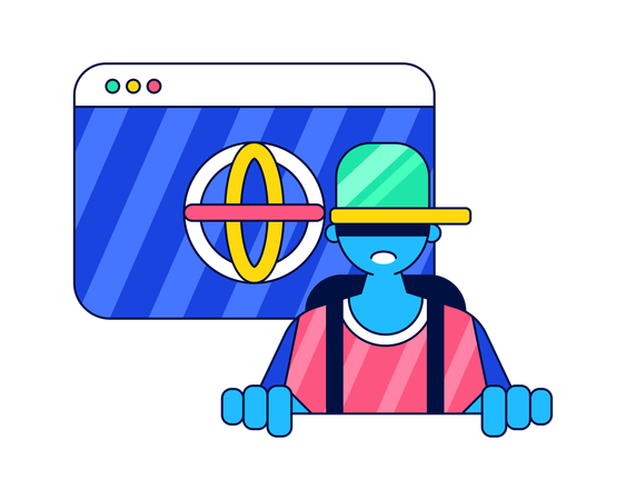 Man doing online login  Illustration