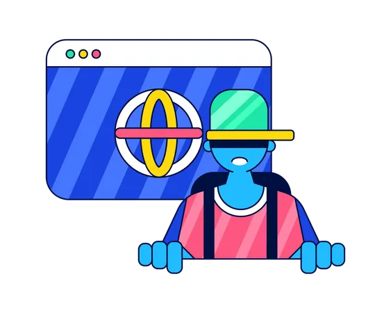 Man doing online login  Illustration