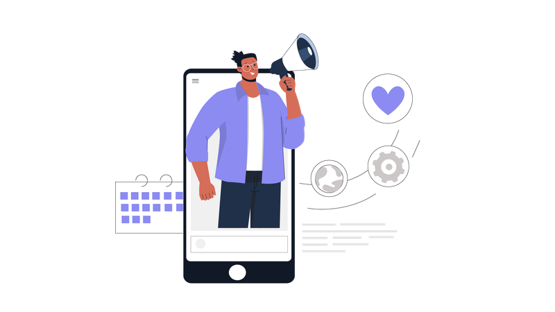 Man doing online marketing  Illustration