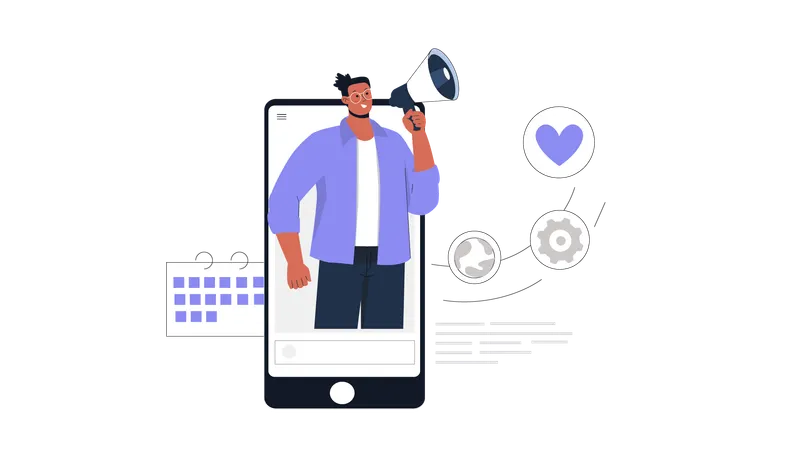 Man doing online marketing  Illustration