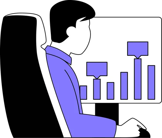 Man doing online marketing chart  Illustration