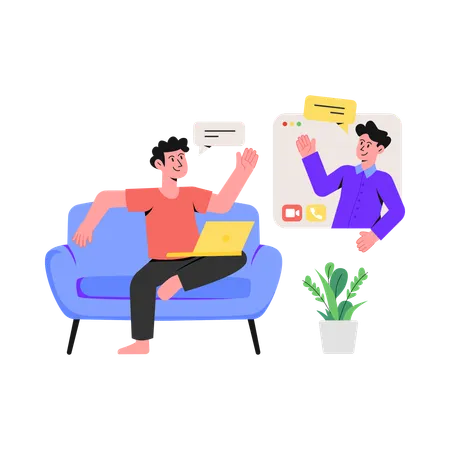 Man doing online meeting  Illustration