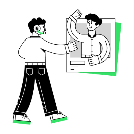 Man doing Online Meeting  Illustration