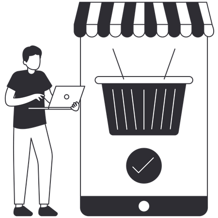 Man doing online Order Place  Illustration