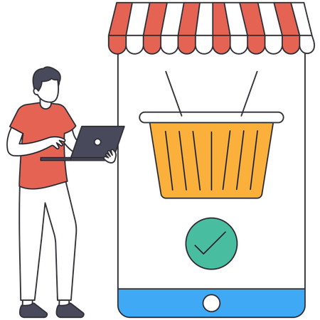 Man doing online Order Place  Illustration