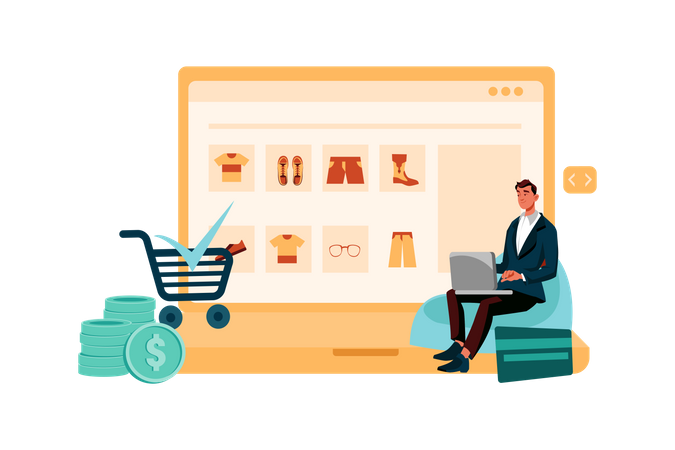 Man doing online payment  Illustration