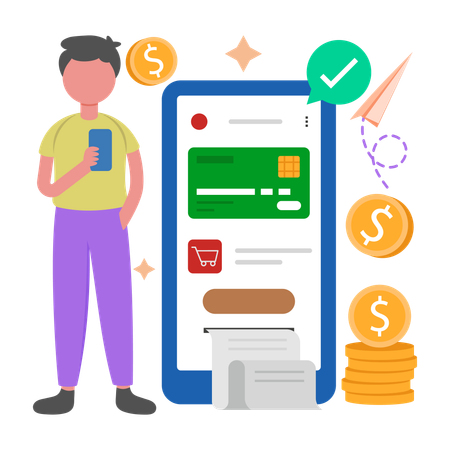 Man doing Online Payment  Illustration