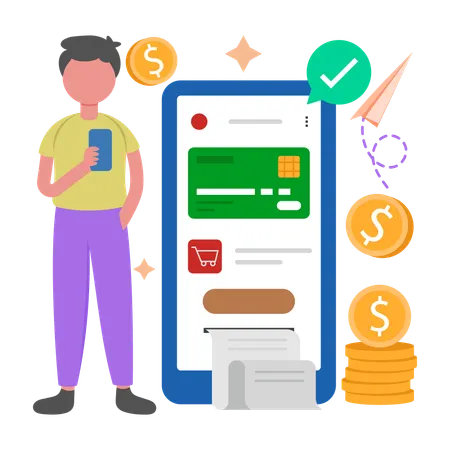 Man doing Online Payment  Illustration