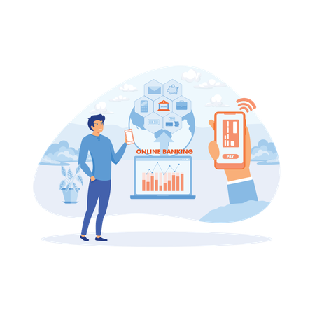 Man doing online payment  Illustration