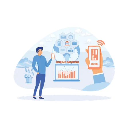 Man doing online payment  Illustration