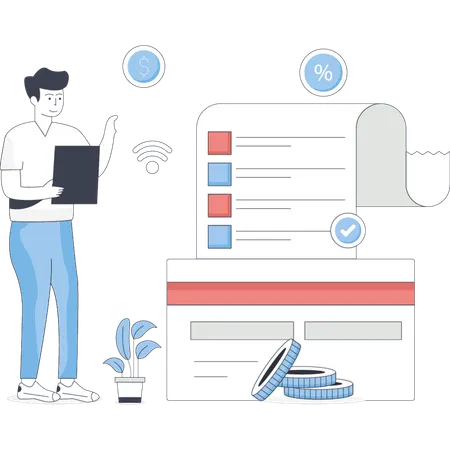 Man doing online payment  Illustration