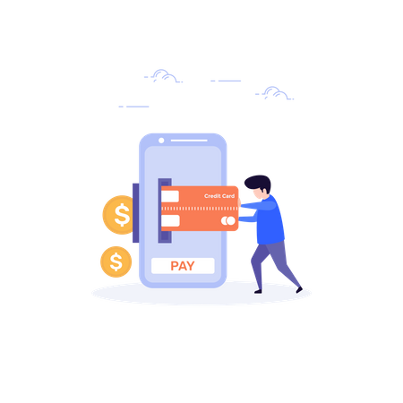 Man doing online payment using mobile  Illustration