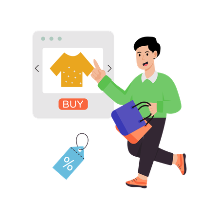 Man doing Online Purchases  Illustration