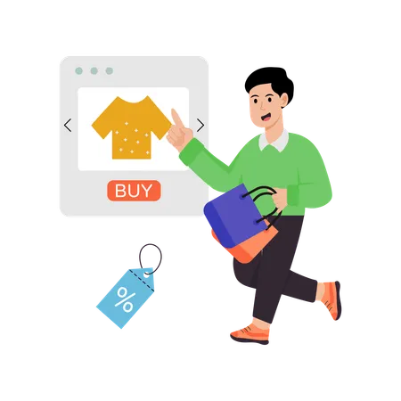 Man doing Online Purchases  Illustration