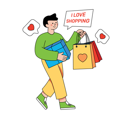 Man doing online purchases  Illustration