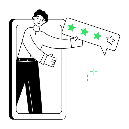 Man doing Online Ratings  Illustration