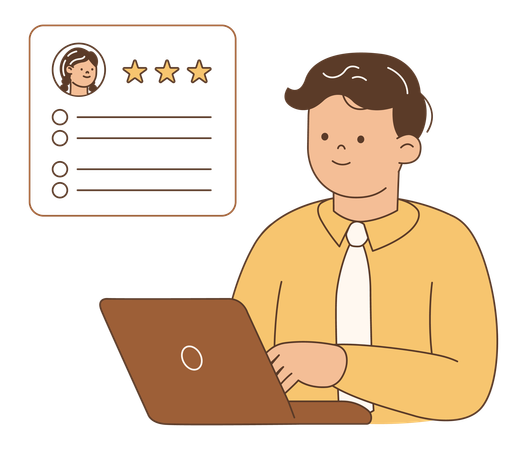 Man doing online recruitment  Illustration