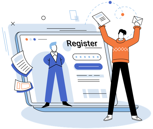 Man doing online registration  Illustration