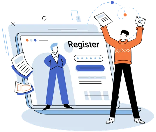 Man doing online registration  Illustration