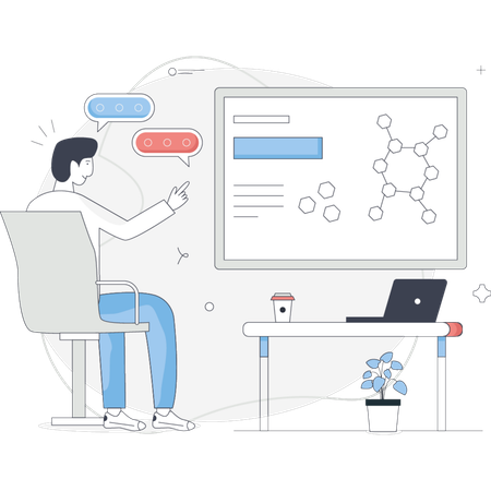 Man doing online research  Illustration