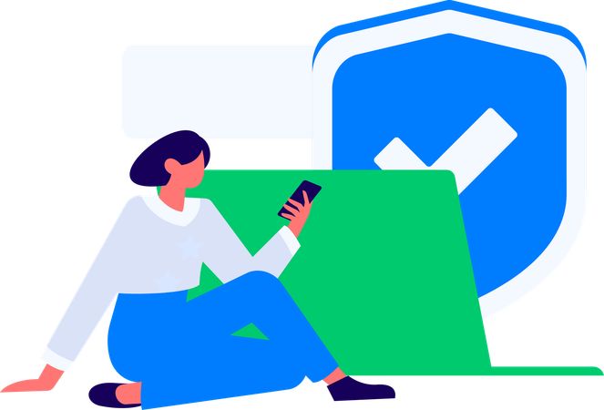 Man doing online research on cyber security  Illustration