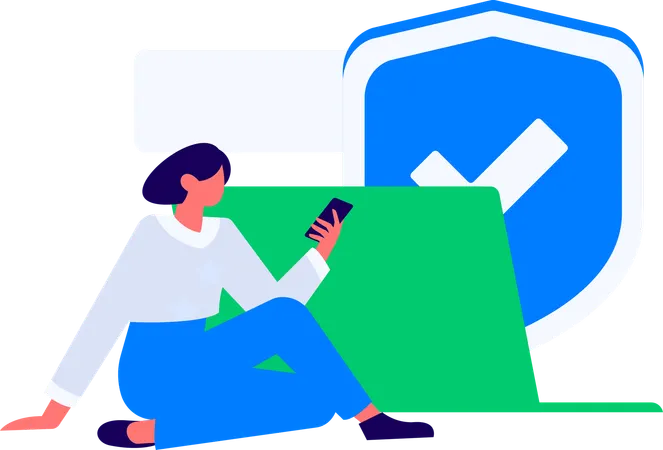 Man doing online research on cyber security  Illustration