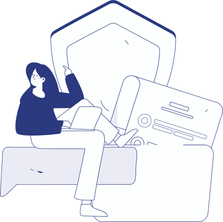 Man doing online research on cyber security  Illustration