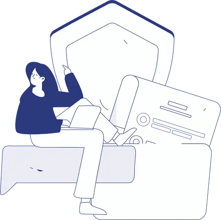 Man doing online research on cyber security  Illustration