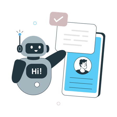 Man doing online robot chat  Illustration