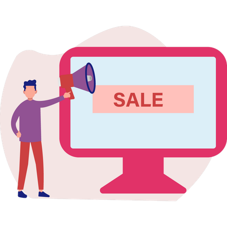 Man doing online sale announcement  Illustration