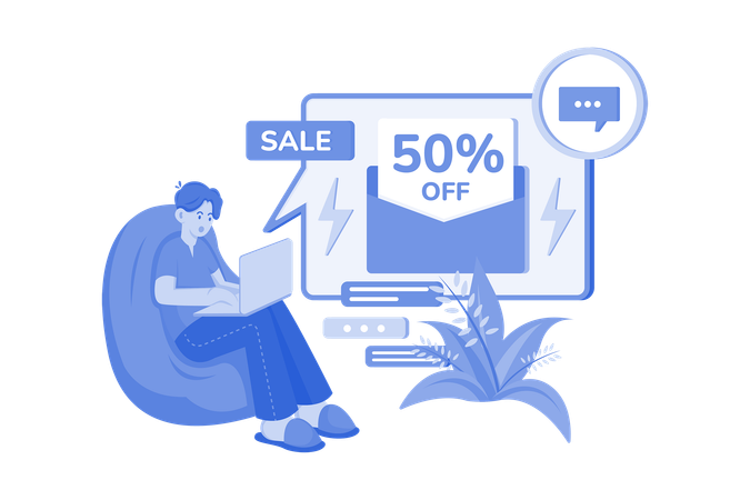 Man doing online sale marketing  Illustration