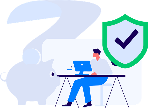 Man doing online secure payment  Illustration