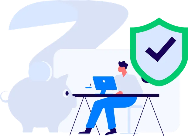 Man doing online secure payment  Illustration