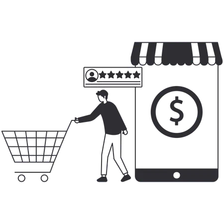 Man doing Online shopping  Illustration