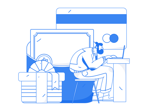 Man doing online shopping  Illustration