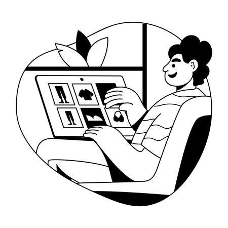 Man doing Online shopping  Illustration