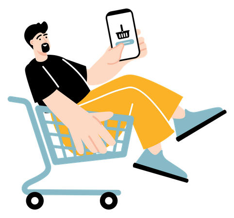 Man doing online shopping Illustration