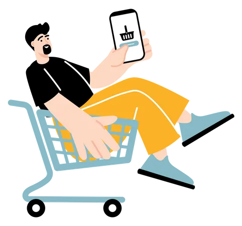 Man doing online shopping  Illustration