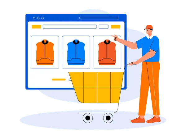 Man doing online shopping during cyber monday sale  Illustration