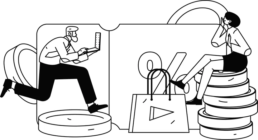 Man doing online shopping from online application  Illustration