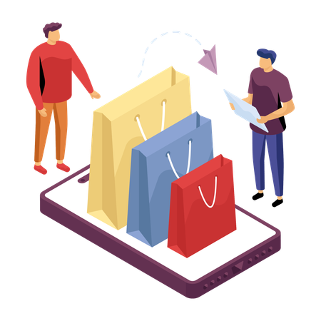 Man doing online shopping from E-Commerce app  Illustration