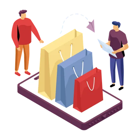 Man doing online shopping from E-Commerce app  Illustration