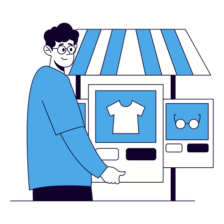 Man doing online shopping from web store  Illustration