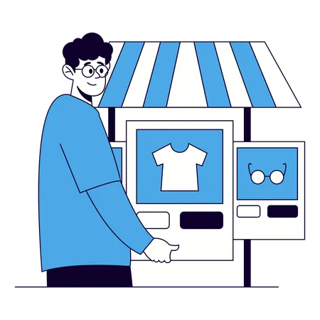 Man doing online shopping from web store  Illustration