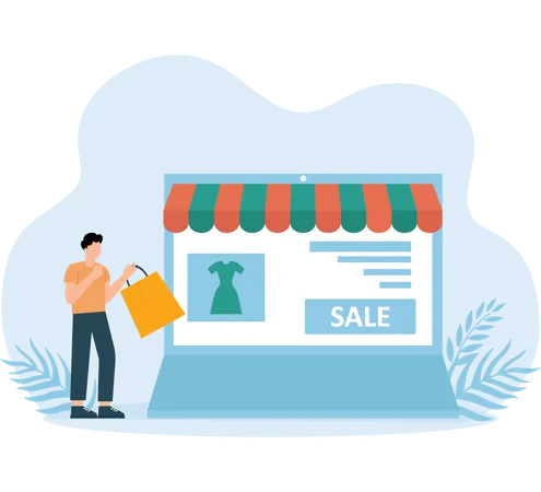 Man doing online Shopping  Illustration