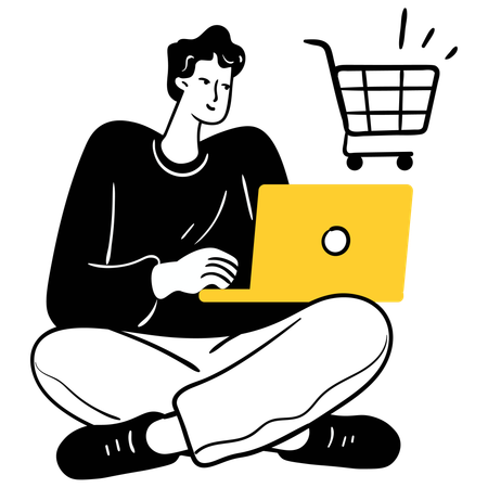 Man doing online shopping  Illustration