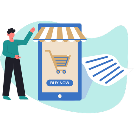 Man doing online shopping  Illustration