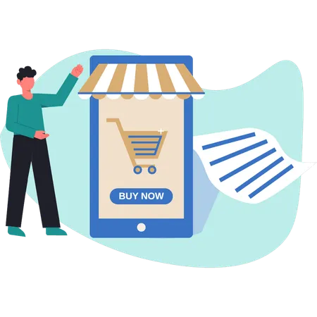 Man doing online shopping  Illustration