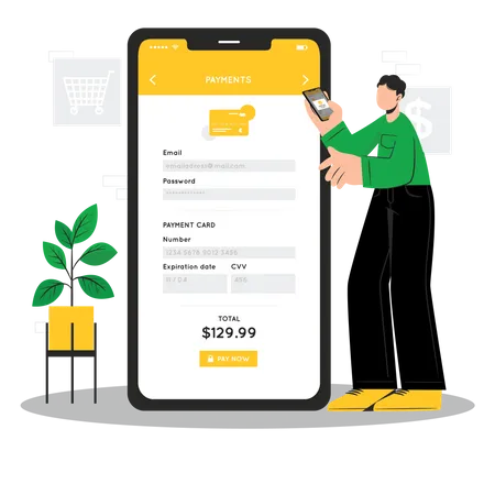 Man doing online shopping  Illustration